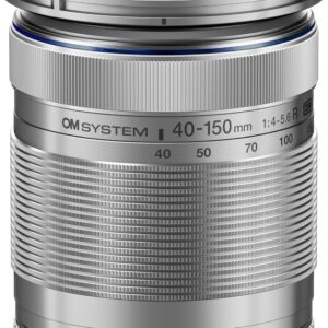 OM SYSTEM Olympus M.Zuiko Digital 40-150mm F4.0-5.6 R Silver for Micro Four Thirds System Camera, 3.75x Zoom Lens, Portable Design